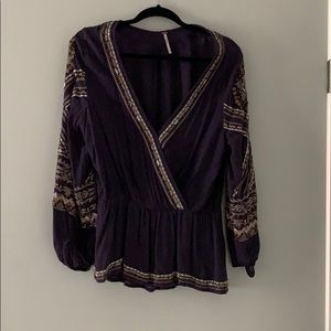 Free people sequin embroidered peplum blouse